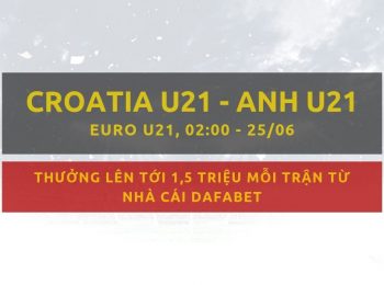 Croatia U21 vs Anh U21 gợi ý đặt cược từ Dafabet ngày 25/06